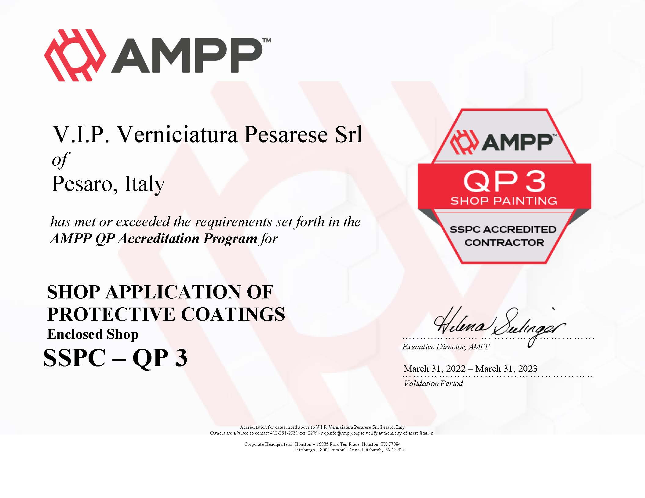AMPP QP3 CERTIFICATE